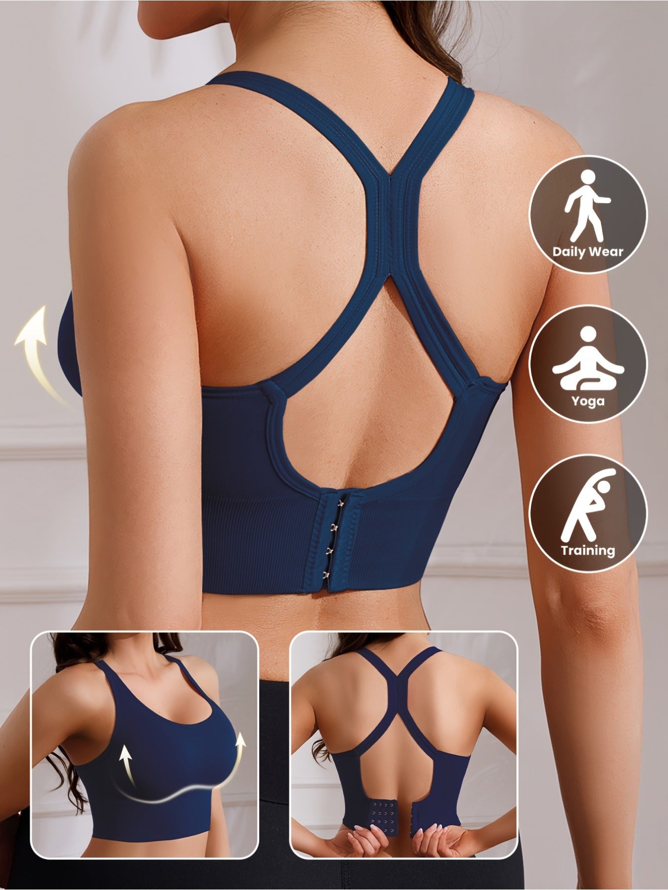 Women's X-Back Sports Bra 5-Pack – Wire-Free High Support Workout Bra with Removable Pads, Breathable Polyamide Fabric, Adjustable Straps for Yoga, Gym & Outdoor Activities, 10 Colors