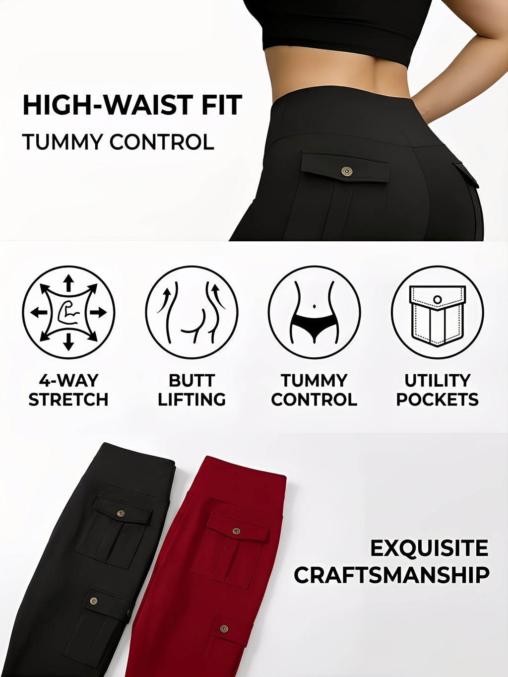 5-Pack Women's High Waist Yoga Leggings Set with Secure Flap Pockets – Sweat-Wicking Workout Running Sports Pants S M L XL XXL