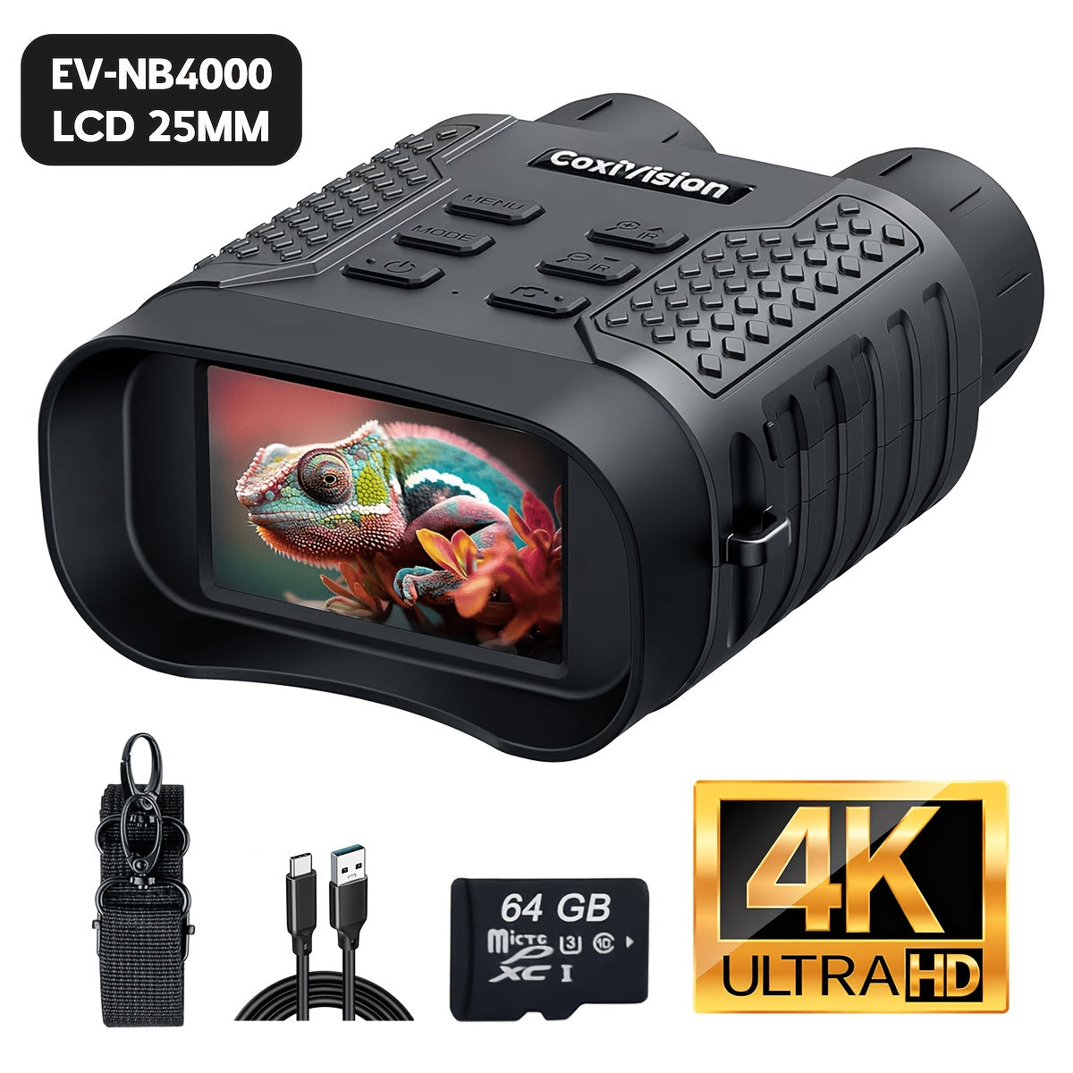 4K Night Vision Goggles for Adults – 3.1" Large Screen, 4400mAh Rechargeable Battery, 48MP Photo & 4K Video, Infrared Night Vision for Hunting, Security, Camping & Wildlife Watching