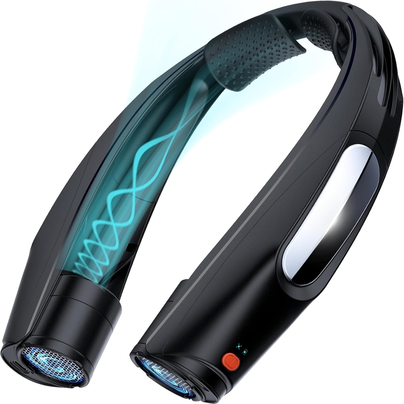 Portable Neck Fan Hands Free Wearable Personal Fan 3000mAh USB Rechargeable 6 Adjustable Speeds Cooling Fan for Camping Outdoor Office Travel Home Black White