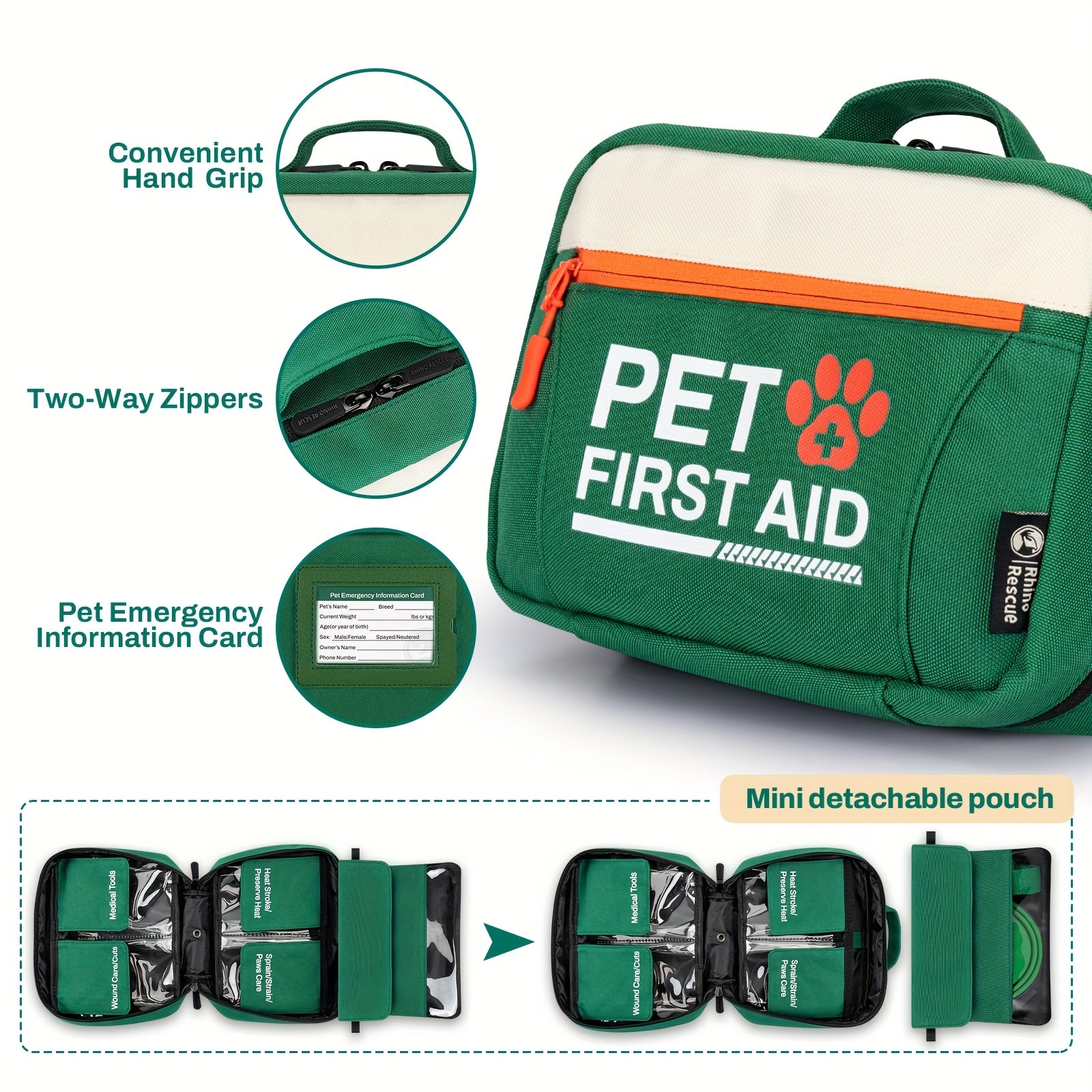 Pet First Aid Kit for Dogs and Cats Emergency Safety Supplies with Disposable Booties for Home Hiking Camping Traveling FSA HSA Eligible