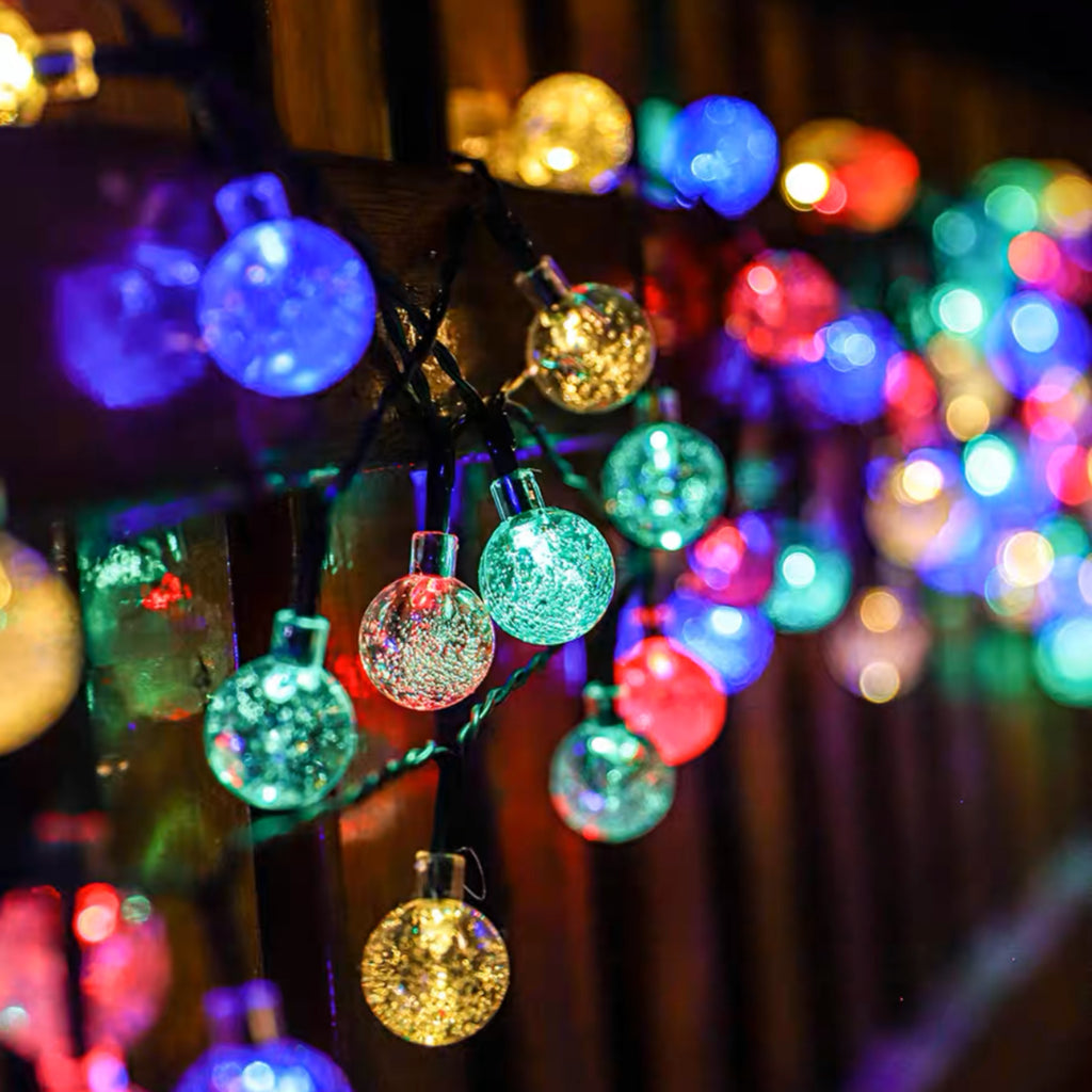 Solar String Lights Outdoor 20/50/100 LED 8 Modes – Solar Ball Globe Lights for Garden Patio Trees Party Christmas Halloween Decorations – Warm White 8-Color White Purple Blue – 16/23/39FT