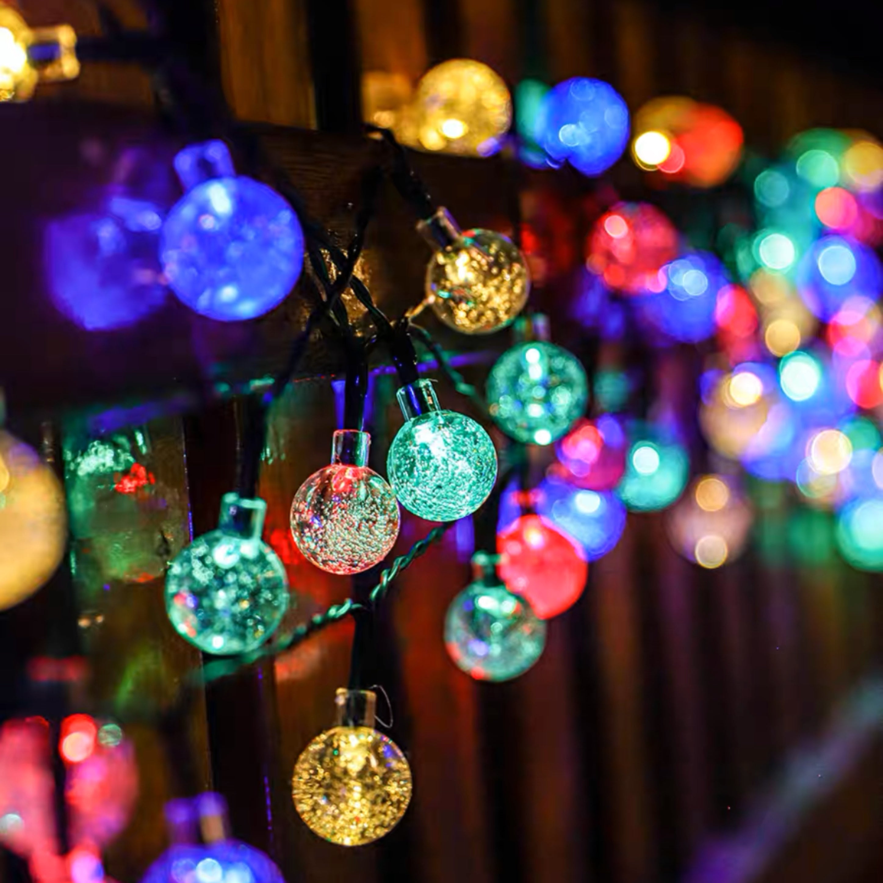 Solar String Lights Outdoor 20/50/100 LED 8 Modes – Solar Ball Globe Lights for Garden Patio Trees Party Christmas Halloween Decorations – Warm White 8-Color White Purple Blue – 16/23/39FT