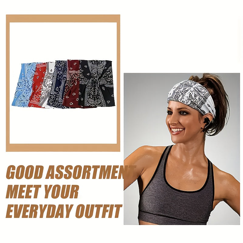 Boho Headbands for Women Set of 6 – Anti-Slip Elastic Bohemian Hair Bands for Running, Yoga, Sports & Everyday Wear, Breathable Comfortable Hair Accessories, Perfect Gift