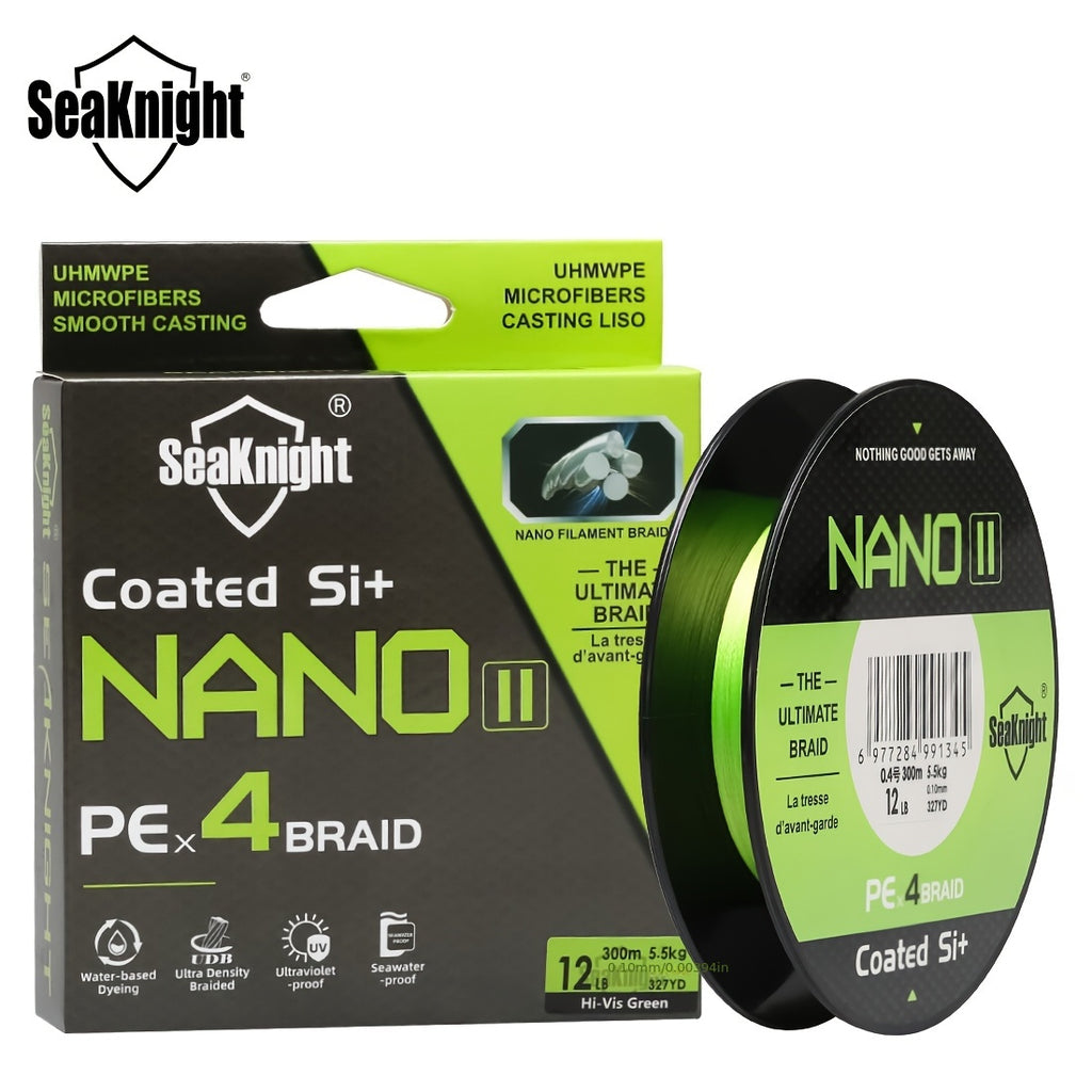 PE Braided Fishing Line 4-Strand – Ultra-Strong UHMWPE Zero Stretch Smooth Casting Line for Bass Trout Catfish Freshwater Saltwater Fishing – Low-Vis Green, Hi-Vis Green & Yellow – 7–15LB 110 & 327 Yds