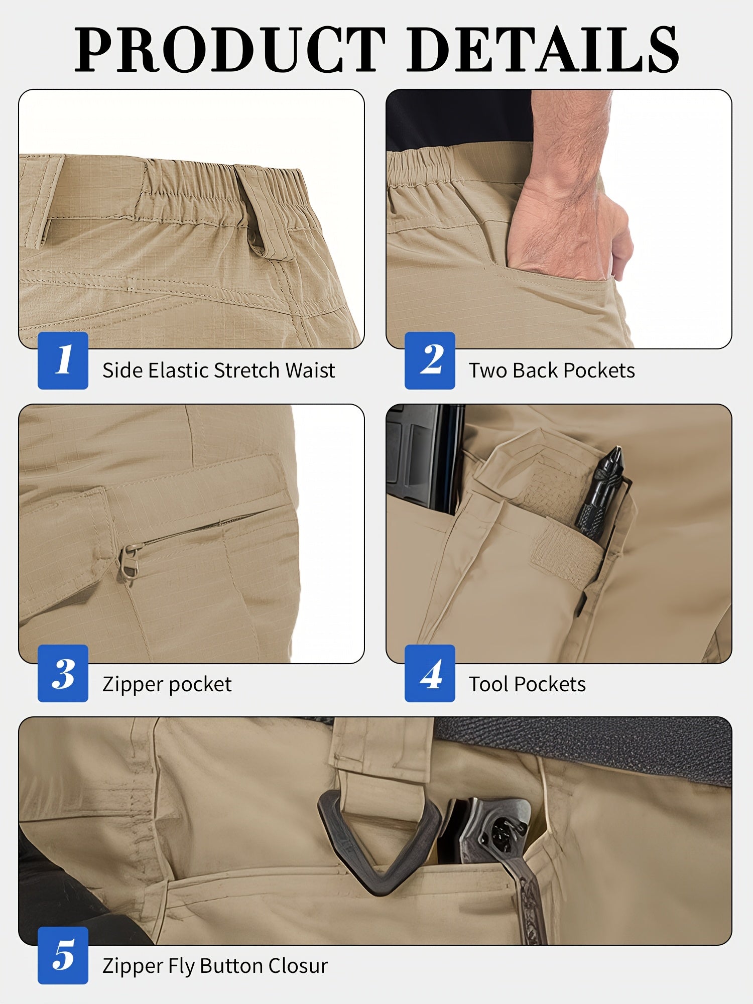 Men's Cargo Shorts Breathable Quick Dry Tactical Work Shorts Multi-Pocket S-XXXL – Outdoor Hiking Fishing Camping Military Style Shorts for Men Black Khaki Grey Green