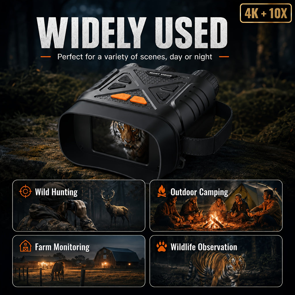 4K Night Vision Binoculars for Adults with HD Screen Photo Video Recording 2625ft Range 128GB TF Card Wildlife Observation Camping Hunting Night Vision Goggles