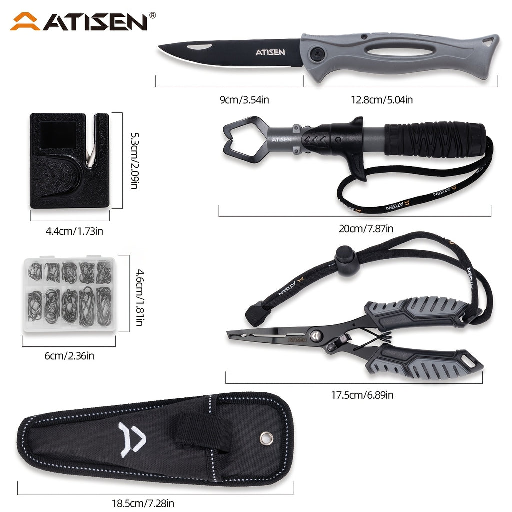 106-Piece Fishing Knife Set with Bait Knife, Shrimp Tongs, Knife Sharpener & Line Clippers – Complete Angler Tool Kit for Fishing, Camping, Hiking & Outdoor Cooking, Gift for Men