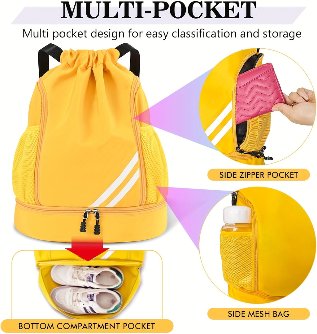 Drawstring Sports Backpack Gym Bag Lightweight for Men & Women – Basketball, Yoga & Fitness Bag with Shoulder Strap, Polyester Lining & Drawstring Pouch