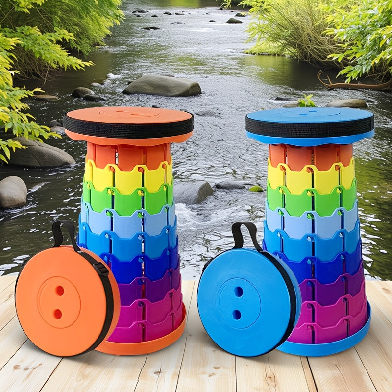 Portable Folding Telescopic Stool 400 Lbs Capacity – Lightweight Foldable Seat for Outdoor Camping Fishing Hiking Indoor Kitchen Use