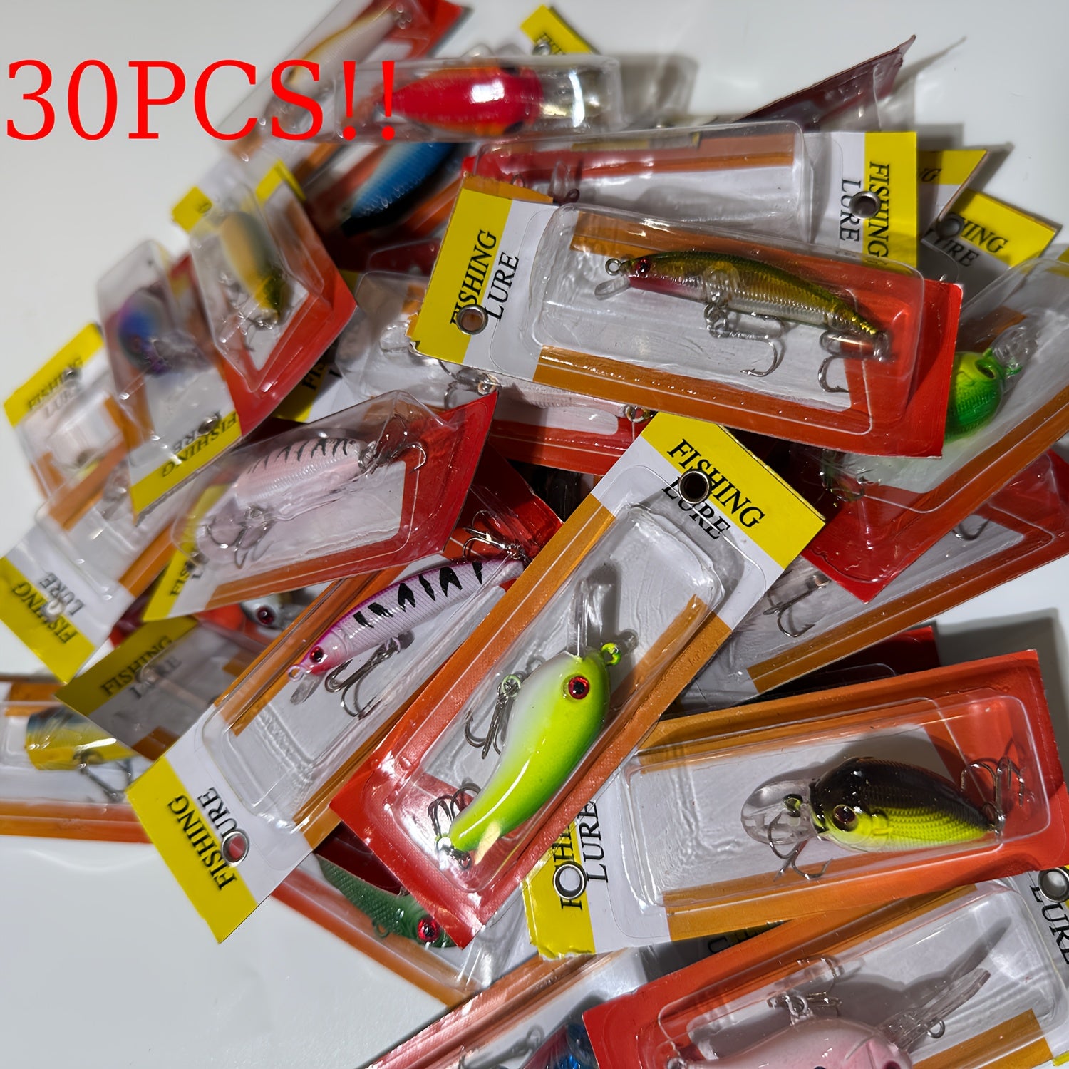 30-Piece Fishing Lures Set Mixed Crankbaits Minnow Baits with Hooks – Freshwater & Saltwater Fish Tackle Kit, 2g-6g, Assorted Colors