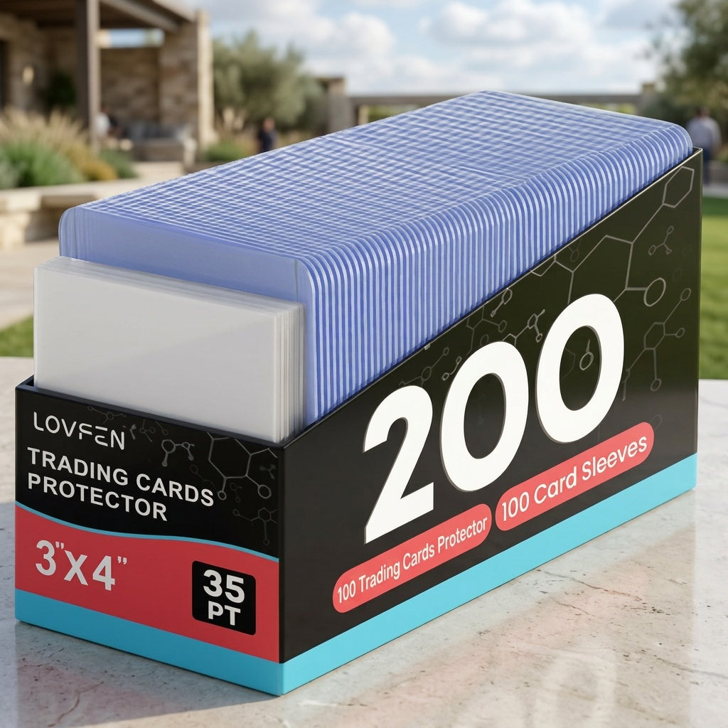 Card Top Loaders & Sleeves 200ct Set 3x4 Hard Plastic Holder Penny Sleeves for Baseball Football Basketball Pokemon Trading Cards Grading Prep Collector Gift