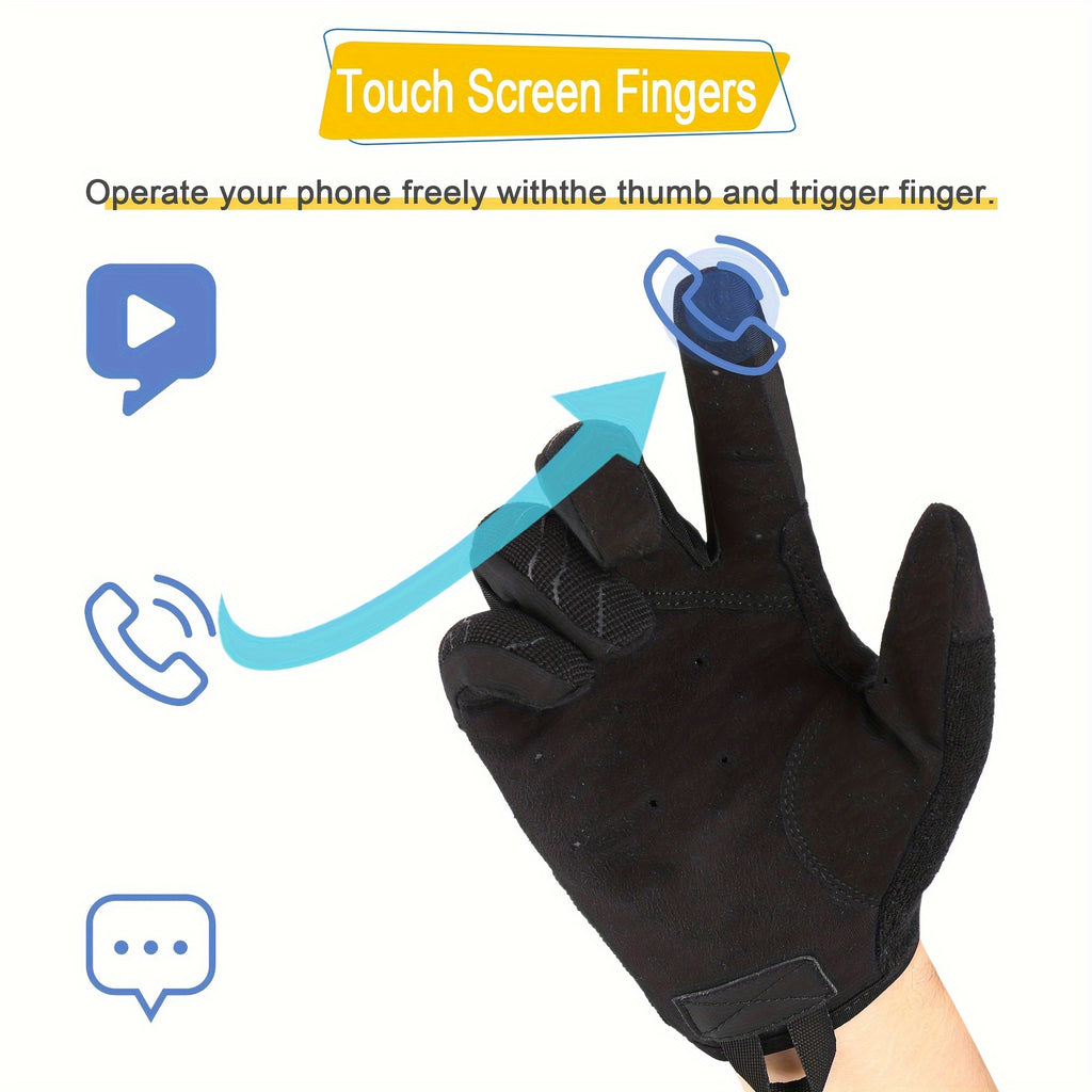 Tactical Full Finger Gloves Touchscreen for Men Women, Breathable Non-Slip Cycling Driving Outdoor Sports Gloves, Durable PC Polycarbonate Mirrored Lens Work Gloves S M L XL