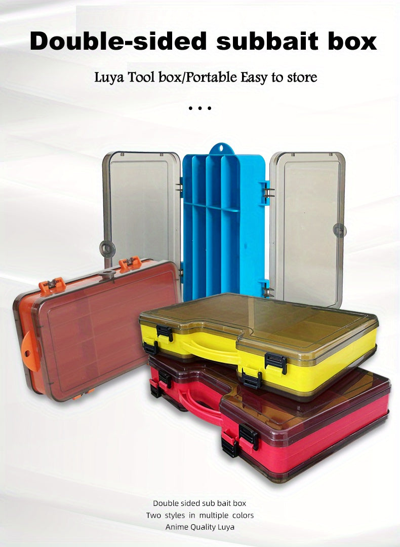 Fishing Tackle Box Two-Sided Storage Portable - Multi-Functional Lure Organizer for Bass Trout Freshwater Saltwater Fishing, Large & Extra Large Sizes, Orange Red Yellow Blue Black White
