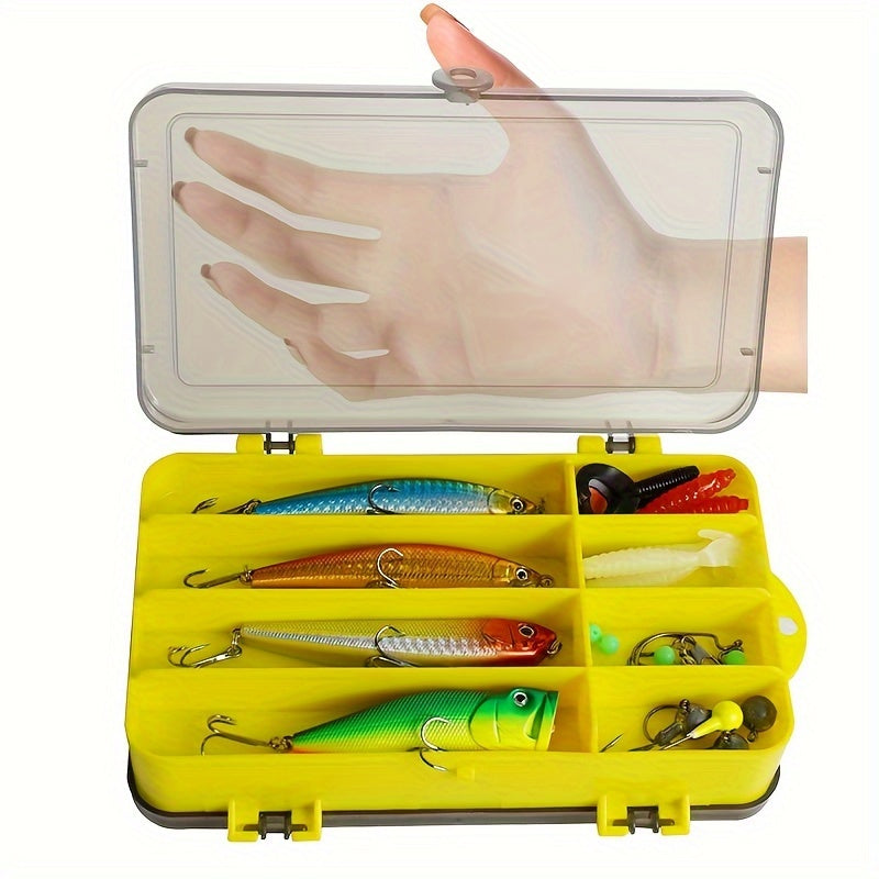 Fishing Tackle Box Two-Sided Storage Portable - Multi-Functional Lure Organizer for Bass Trout Freshwater Saltwater Fishing, Large & Extra Large Sizes, Orange Red Yellow Blue Black White