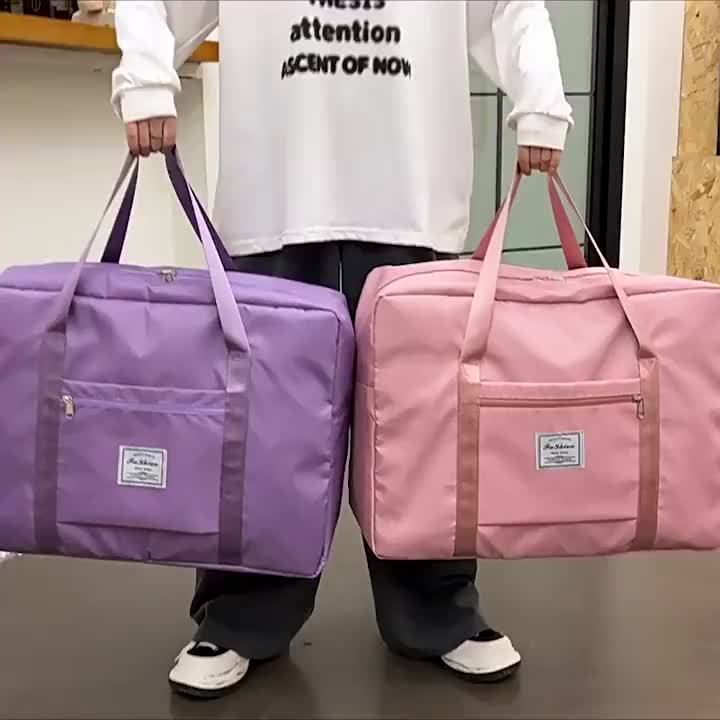 Large Gym Bag for Women Men Oversized Travel Tote Bag 17.7 Gallon Nylon Sports Duffel Bag Weekend Overnight Fitness Workout Bag Purple Pink Black