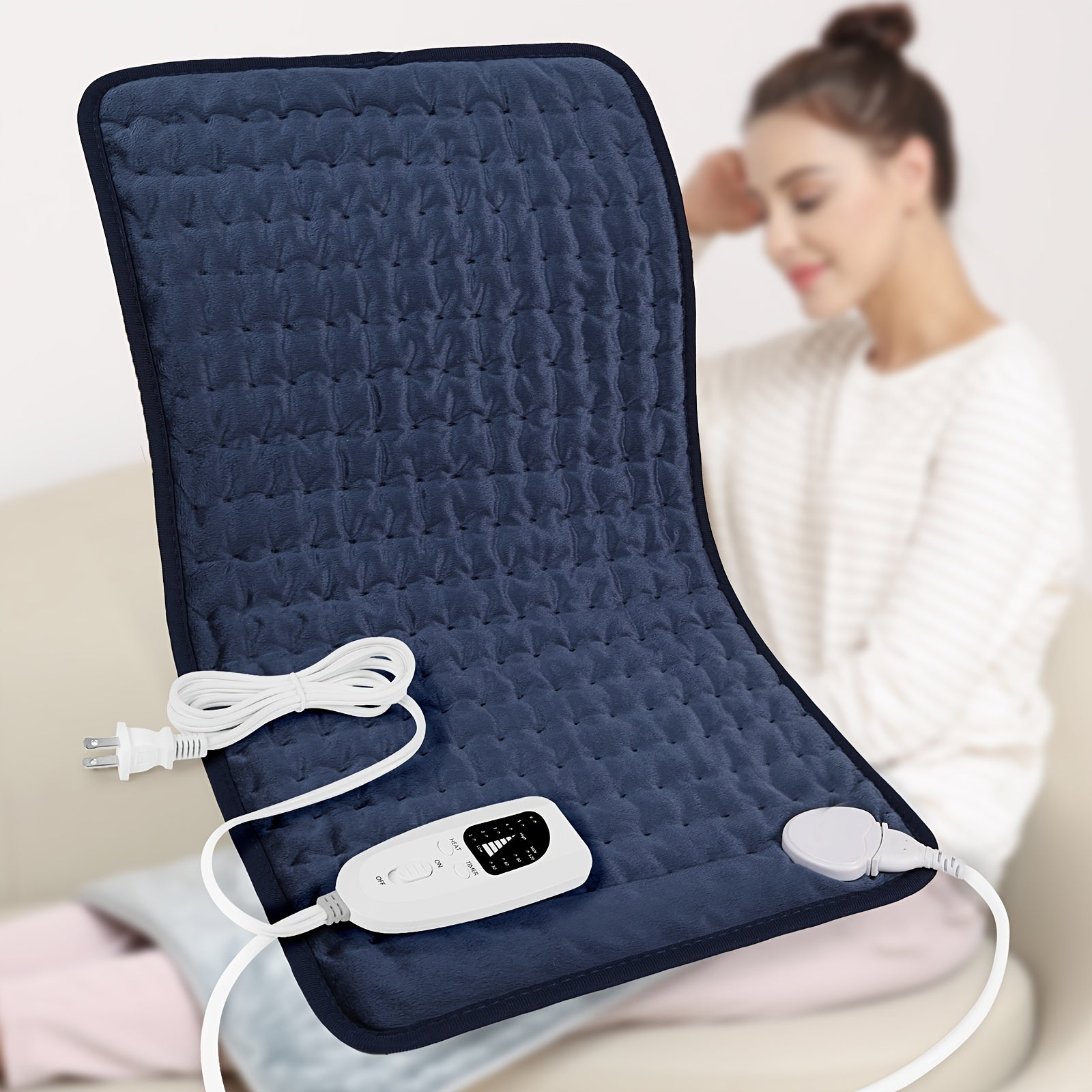 Heating Pad for Back Neck Shoulders 24x12 – Wet & Dry Heat, 6 Levels to 140°F, 4 Timer Settings, Auto Shut-Off, Machine Washable | Soft Flannel Pad for Abdomen, Knee & Leg Pain Relief, Christmas Gift