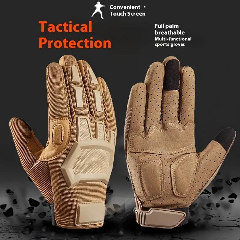 Windproof Touchscreen Gloves – Double-Layer Full-Finger Tactical Outdoor Gloves for Cycling, Hiking, Hunting & Driving, Breathable Slip-Resistant Camo Design, M & L