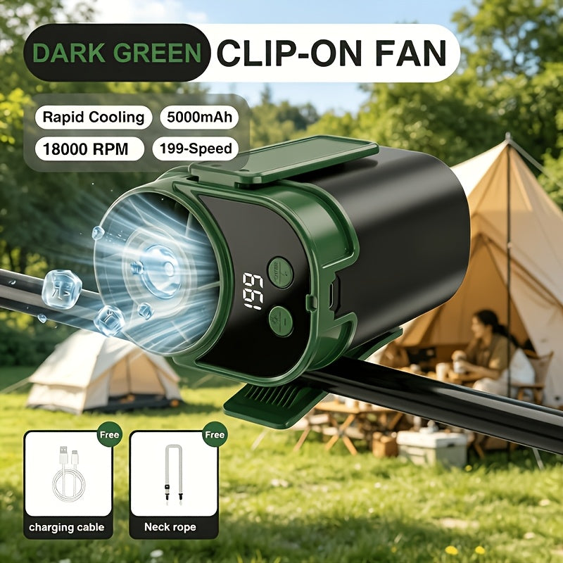 Hands-Free Neck Fan with Flashlight – 18000 RPM Brushless Motor, 199-Speed Adjustable, 5000mAh Battery, Wearable Portable Cooling Fan for Outdoor Work Camping Fishing Hiking, Single & 2-Pack
