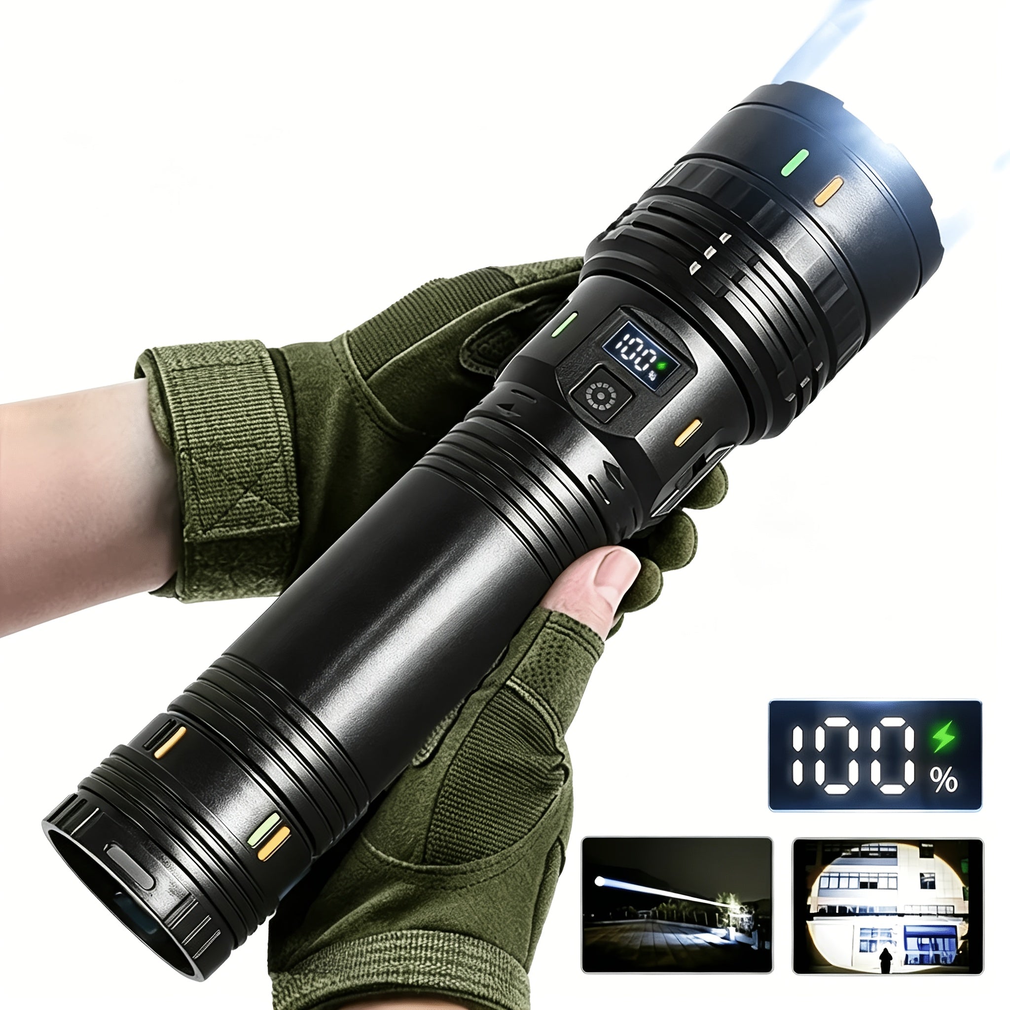 Tactical LED Flashlight 1500 Lumens Adjustable Zoom 200M Beam 4 Modes – Bright Handheld Torch for Camping, Hunting, Hiking, Farm Inspection & Emergency