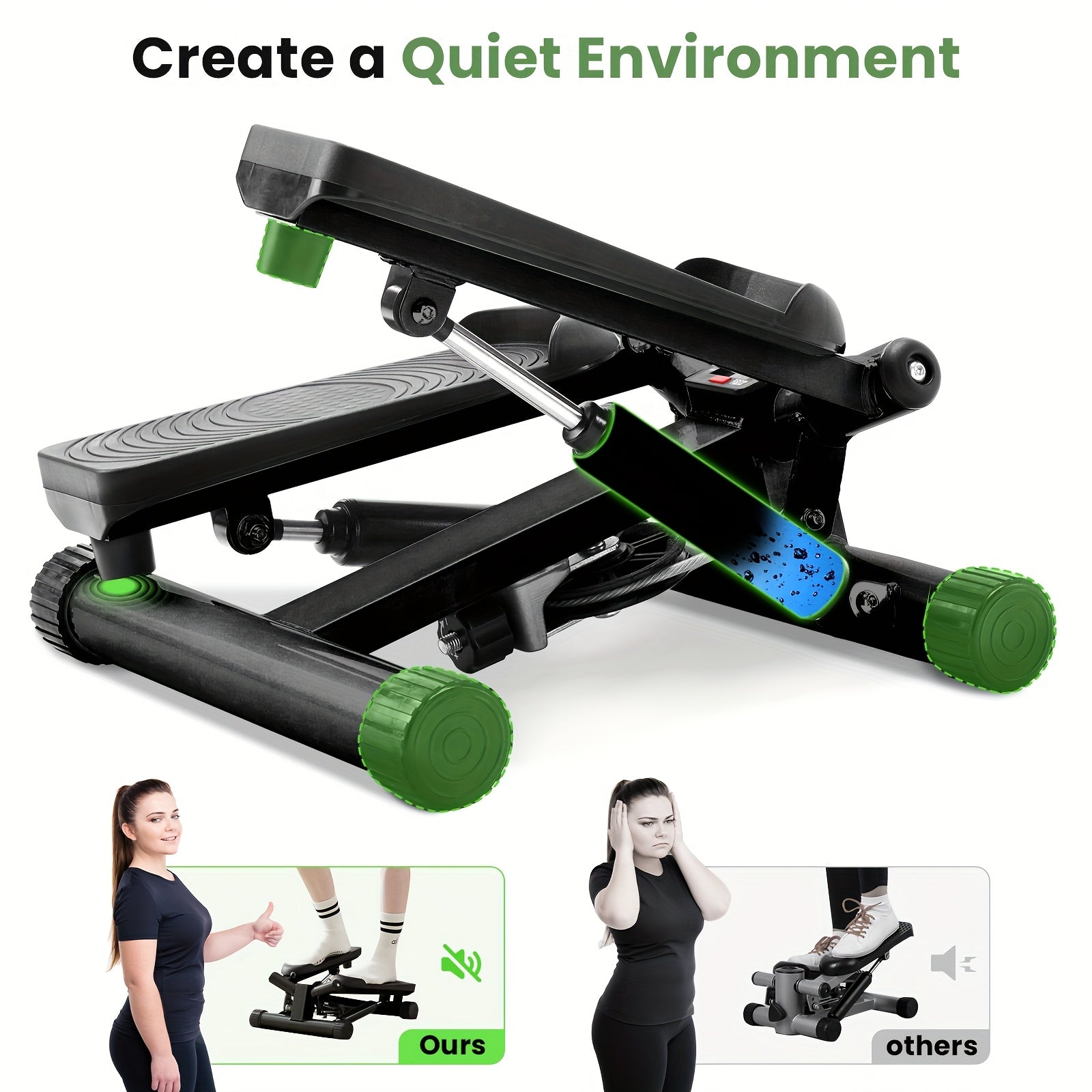 Stair Stepper Machine Mini Portable with Resistance Bands Twist Motion Full Body Workout 300LBS Compact Home Gym Cardio for Men Women