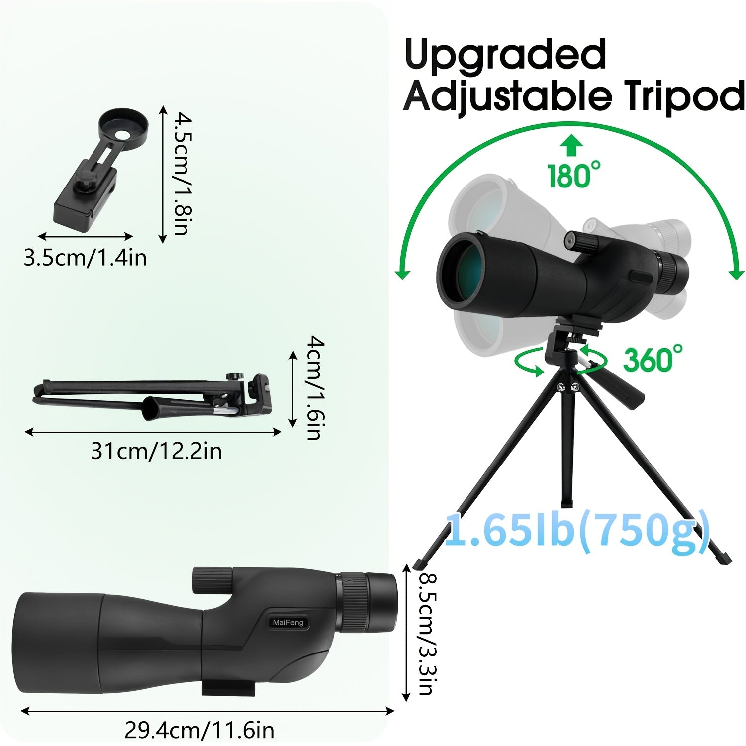 POKEPIC Hd25-75X60 1-Pack Portable Spotting Scope with Tripod And Phone Adapter, High Magnification Angled Eyepiece Monocular Telescope for Shooting, Bird Watching Wildlife Viewing, Compact Binoculars for Outdoor Travel, Camping