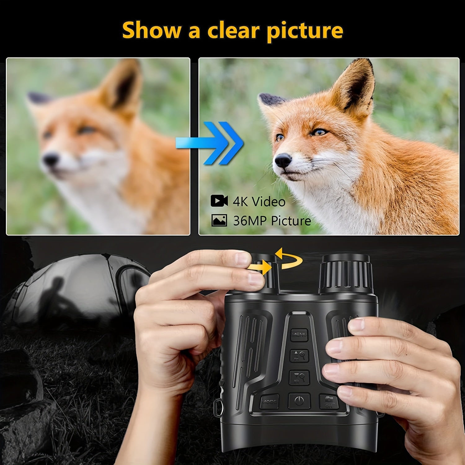 4K Night Vision Goggles for Adults – 64GB Memory Card, 3.2" Screen, 8X Digital Zoom for Hunting, Camping, Security & Outdoor Night Vision Binoculars