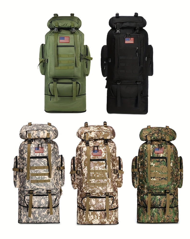 100L Tactical Camouflage Backpack – Large Capacity Hiking Rucksack with Multiple Compartments, Ergonomic Straps for Camping, Trekking, Hunting & Travel
