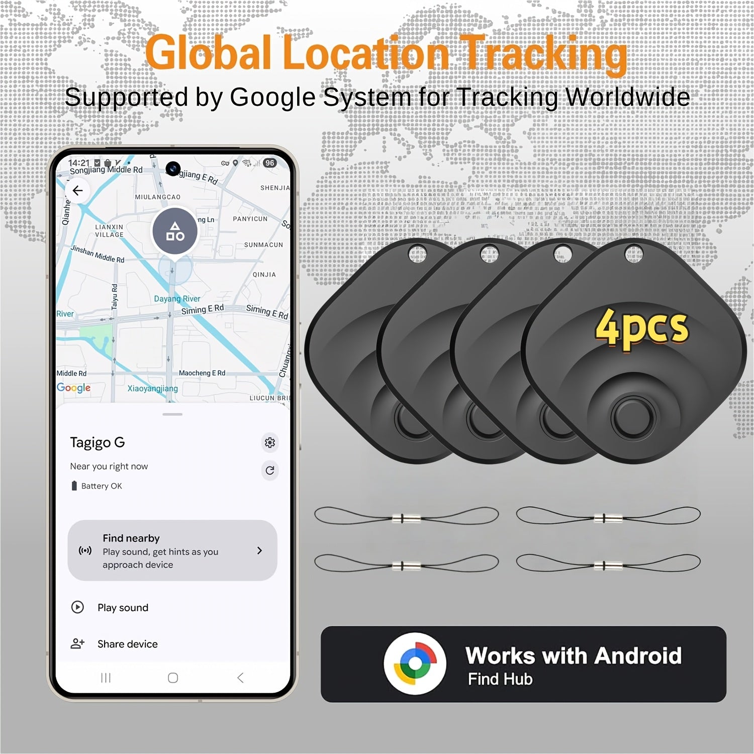 Bluetooth Item Tracker Smart GPS Locator 1/2/4/8 Pack – Mini Wireless Finder for Keys Wallet Luggage Bags Cars – High Decibel Alarm App Control Anti-Lost Device Gift for Travelers