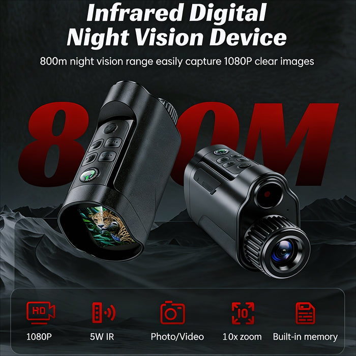 Night Vision Goggles 1080P Monocular 5W Infrared 10x Digital Zoom 2600ft Range 2700mAh Battery 2 inch HD Display for Hunting Camping Wildlife