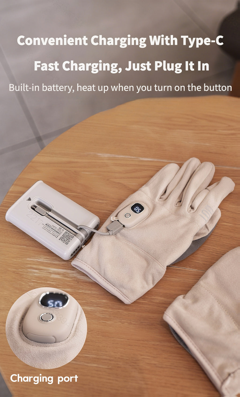 Electric Heated Gloves 3000mAh Rechargeable Hand Warmer Gloves Detachable Fingers 3 Heat Settings Washable Battery Heated Gloves for Cycling Gaming Outdoor Winter Men Women