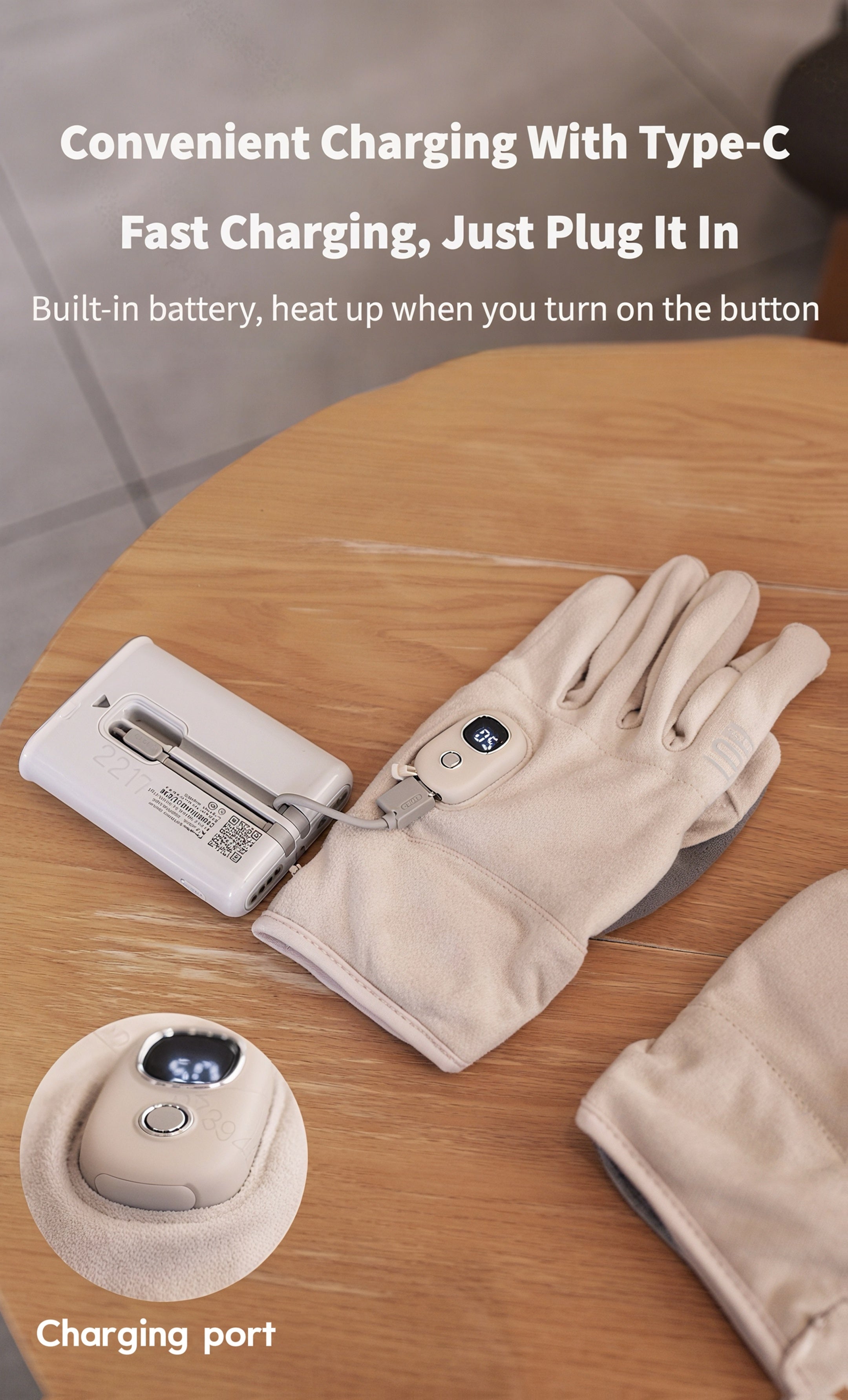 Electric Heated Gloves 3000mAh Rechargeable Hand Warmer Gloves Detachable Fingers 3 Heat Settings Washable Battery Heated Gloves for Cycling Gaming Outdoor Winter Men Women