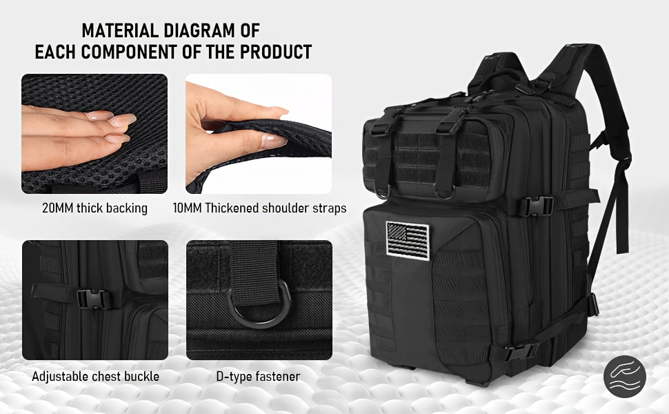Tactical Backpack 50L (13.21 Gal) – High Capacity Unisex Military Bag for Camping, Hiking, Hunting, Fishing & Travel, Multiple Color Options with Optional Storage Bag