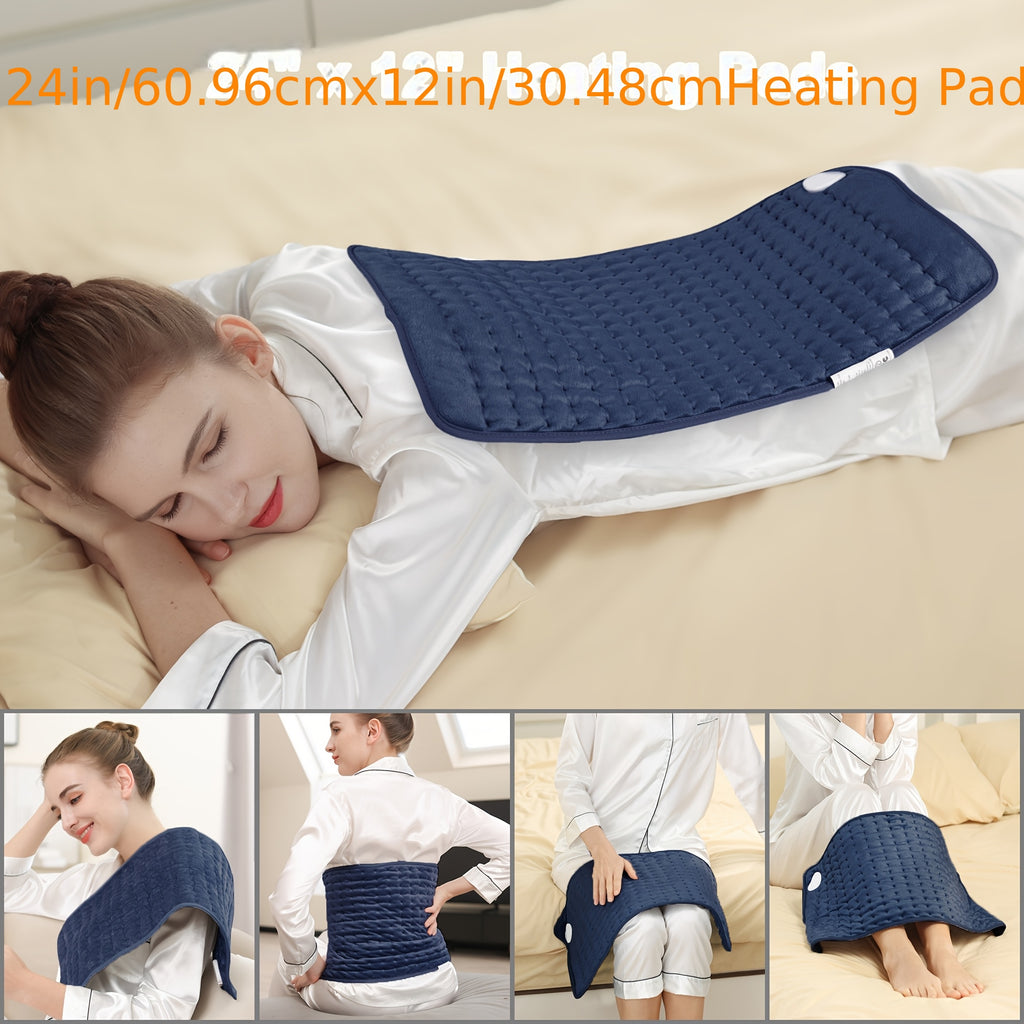 Heating Pad for Back Neck Shoulders 24x12 – Wet & Dry Heat, 6 Levels to 140°F, 4 Timer Settings, Auto Shut-Off, Machine Washable | Soft Flannel Pad for Abdomen, Knee & Leg Pain Relief, Christmas Gift