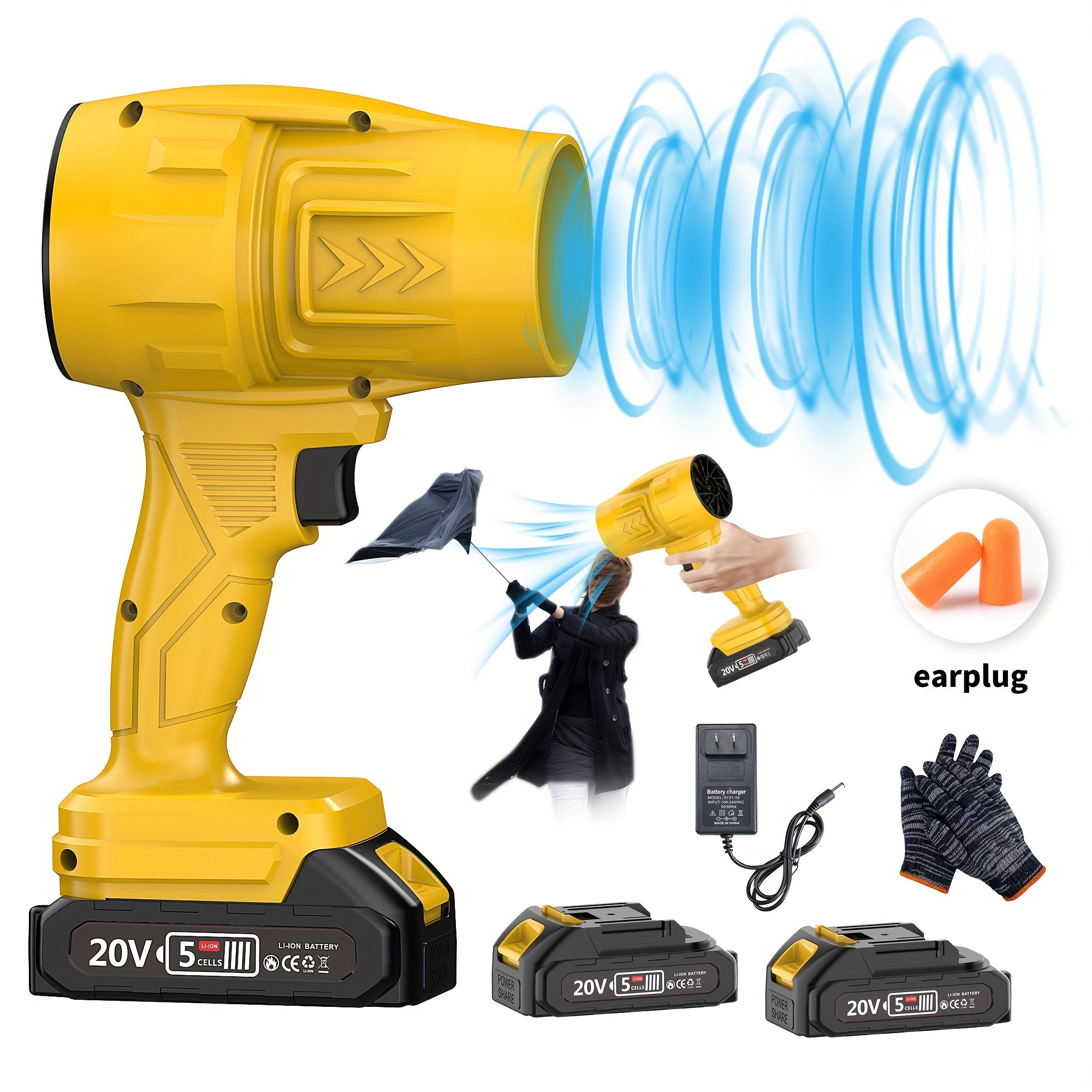 Cordless Leaf Blower 20V 50000RPM – Turbo Air Blower for Leaf Blowing, Snow Removal, Car Drying & Dust Cleaning, Rechargeable Lithium Battery, Lightweight Handheld Outdoor Tool