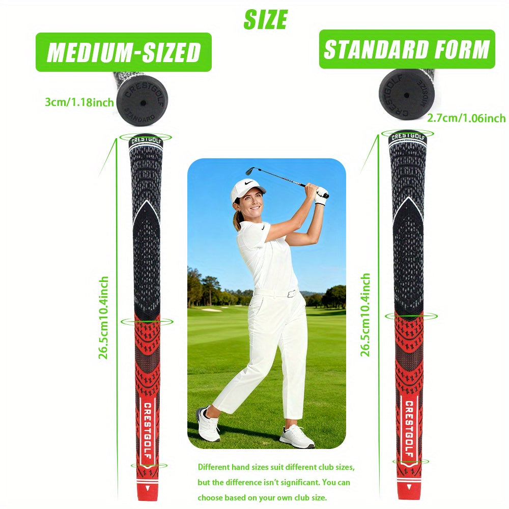 13pcs Golf Grips Set Midsize All Weather Compound Hybrid Rubber Golf Club Grips Ecological Yarn Thread Technology Multiple Colors
