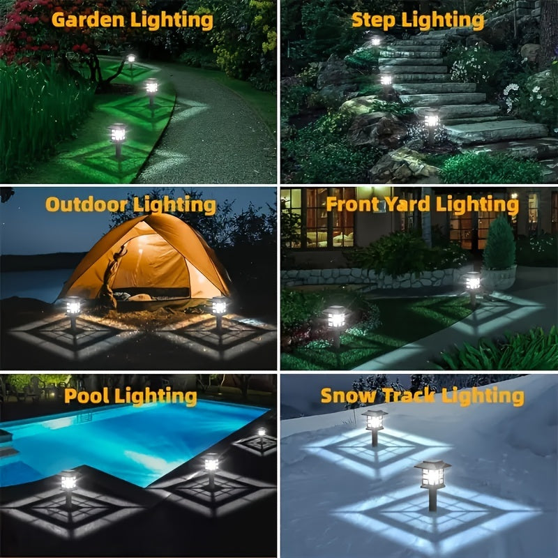 Solar Pathway Lights Outdoor IP55 Waterproof LED 10-Hour Runtime – Garden Driveway Landscape Stake Lights Auto Dusk-to-Dawn – Warm White & Color-Changing – 6 12 24 Pack