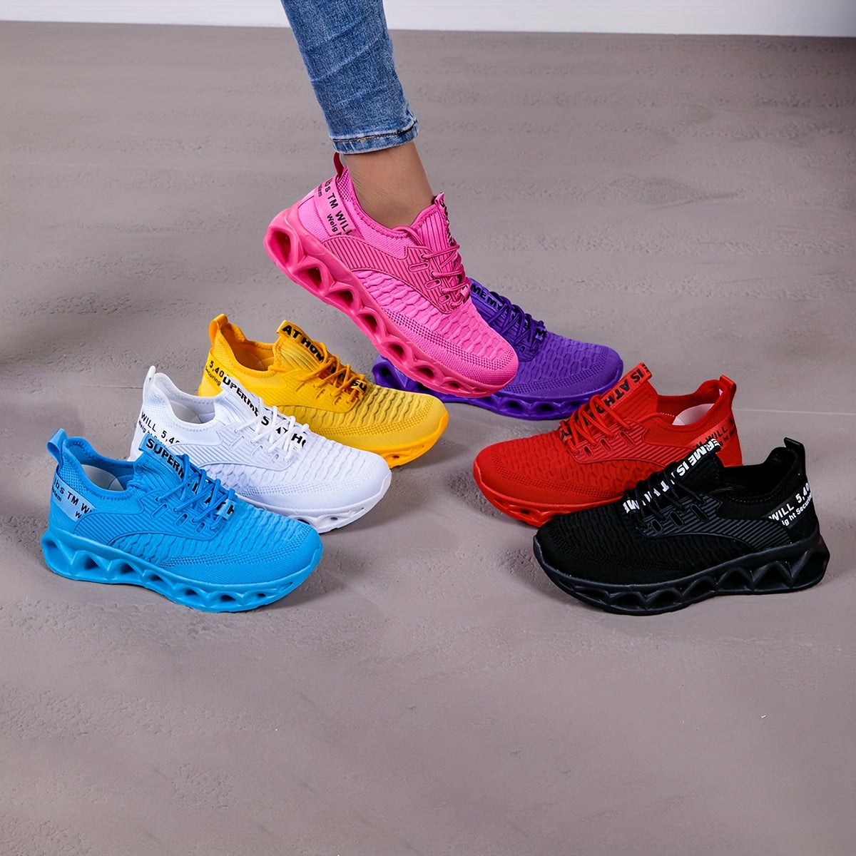 Women's Breathable Running Sneakers Non-Slip Blade Sole – Lightweight Cushioned Gym Walking Work Outdoor Training Shoes for Women US Size 6.5-12.5 – 7 Colors