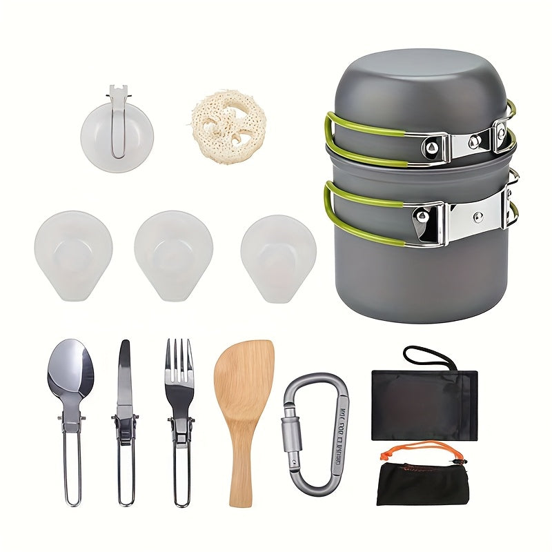 Camping Cookware Set Stainless Steel Pot with Foldable Utensils Compact Backpacking Cook Set for Outdoor Camping Hiking Picnic Lightweight Travel Kitchen Gear