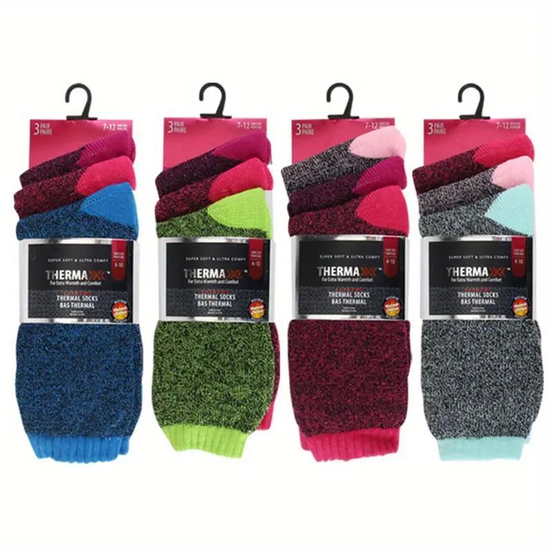 Thermal Socks for Women 6 Pairs Winter Warm Thick Cushioned Crew Socks for Hiking Camping Skiing Cold Weather Boot Socks Size 9-11 Multicolor