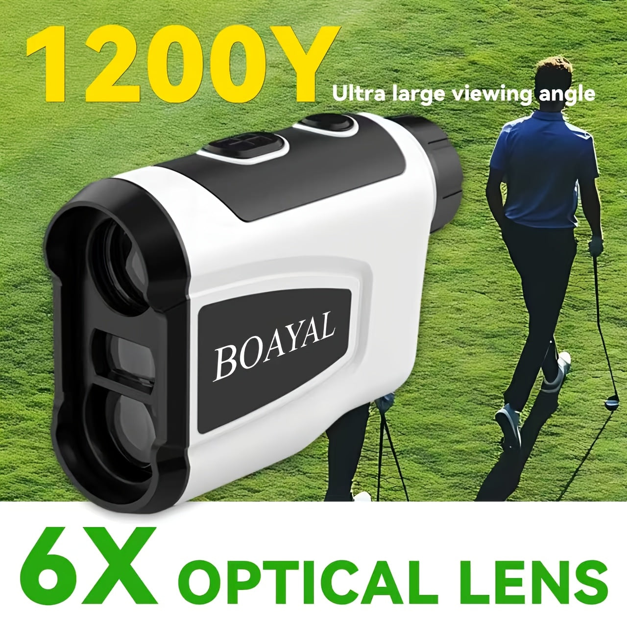 Laser Rangefinder 1200 Yards – 6X Magnification, Slope Switch, Pulse Vibration Target Lock & Trajectory Compensation for Golf & Hunting, Type-C Rechargeable