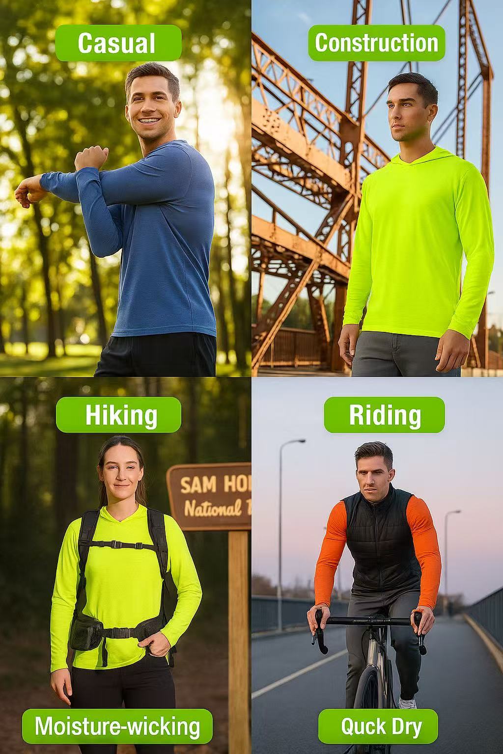 UPF 50+ Sun Protection Hoodie Shirt for Men 3-Pack Long Sleeve Moisture-Wicking Quick Dry Breathable Lightweight Performance T-Shirt for Hiking Fishing Running Outdoor Workout S-XXXL