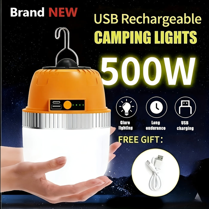 LED Camping Lantern USB Rechargeable – Ultra Bright Hanging Tent Light with Built-In Battery & Emergency Phone Charger for Camping, BBQ, Patio & Outdoor Use | Orange