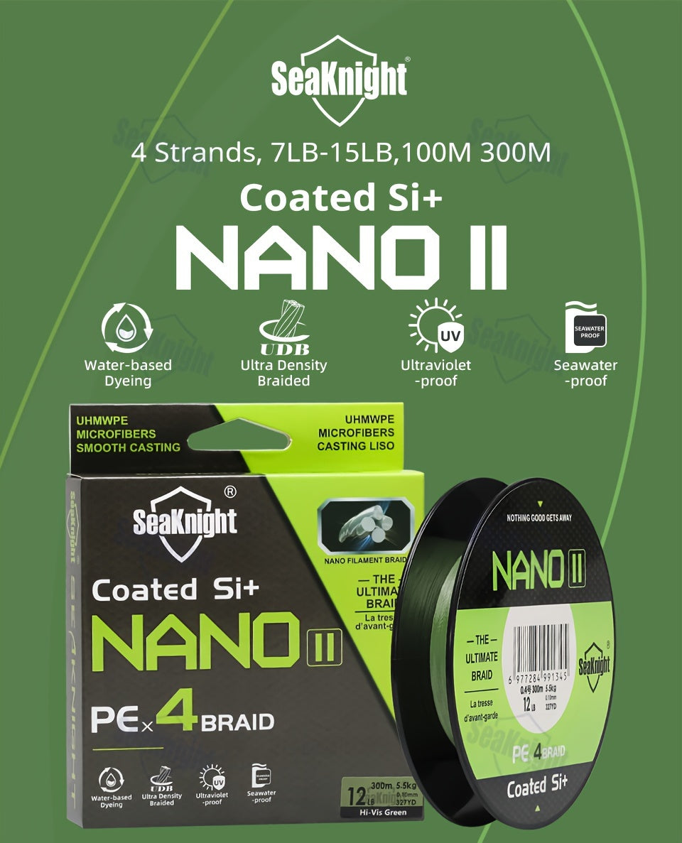 PE Braided Fishing Line 4-Strand – Ultra-Strong UHMWPE Zero Stretch Smooth Casting Line for Bass Trout Catfish Freshwater Saltwater Fishing – Low-Vis Green, Hi-Vis Green & Yellow – 7–15LB 110 & 327 Yds