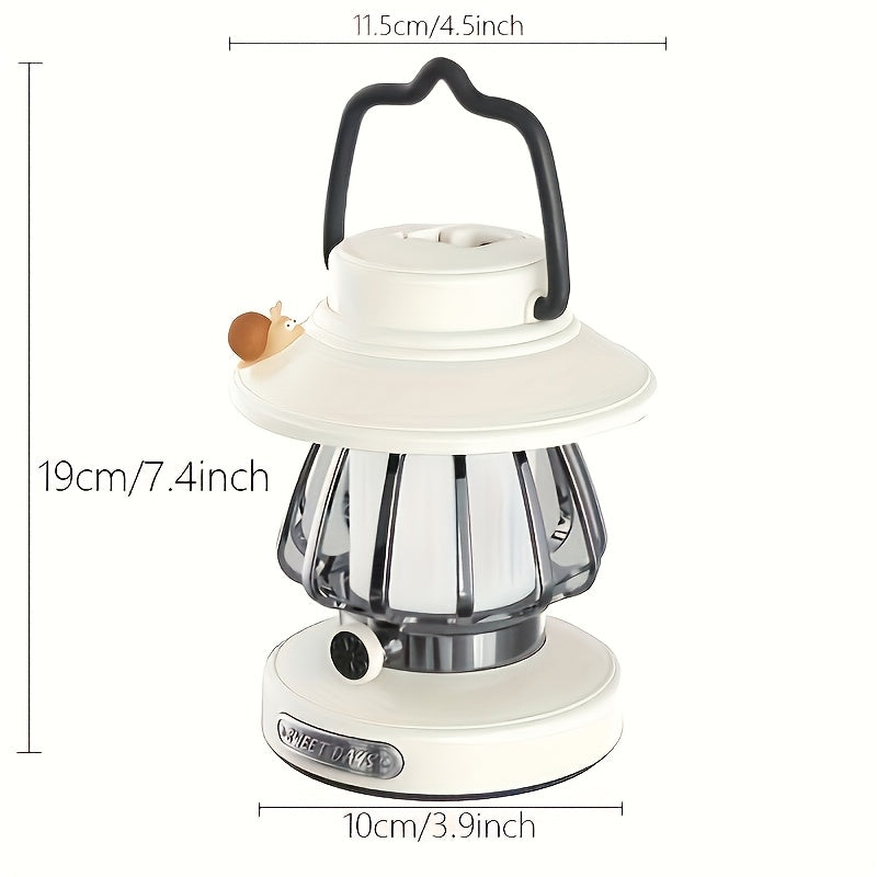 Rechargeable LED Camping Lantern 3-Tone Dimming USB Battery Dual Use - Portable Snail Design Freestanding Camp Light for Outdoor Camping Hiking Emergency - 18650 Battery Green White Pink Purple