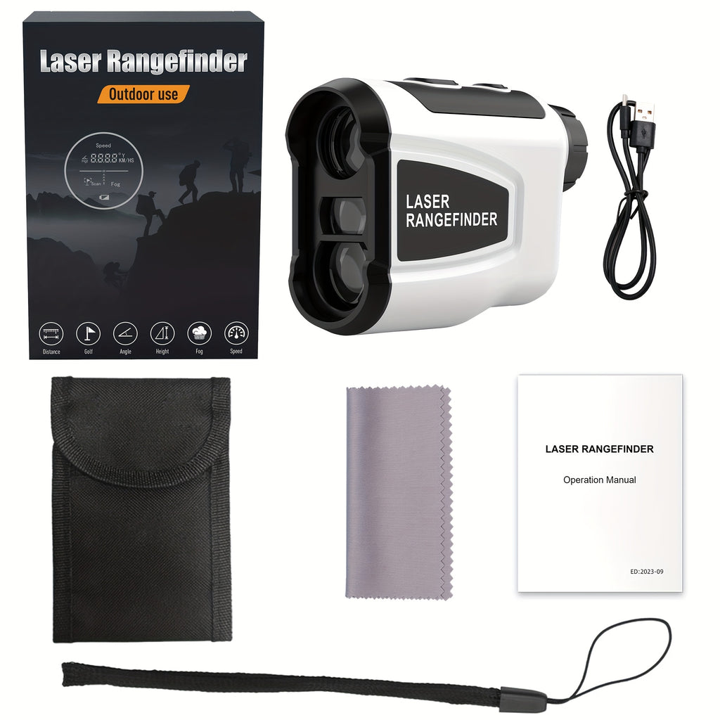 Laser Rangefinder 1200 Yards – 6X Magnification, Slope Switch, Pulse Vibration Target Lock & Trajectory Compensation for Golf & Hunting, Type-C Rechargeable