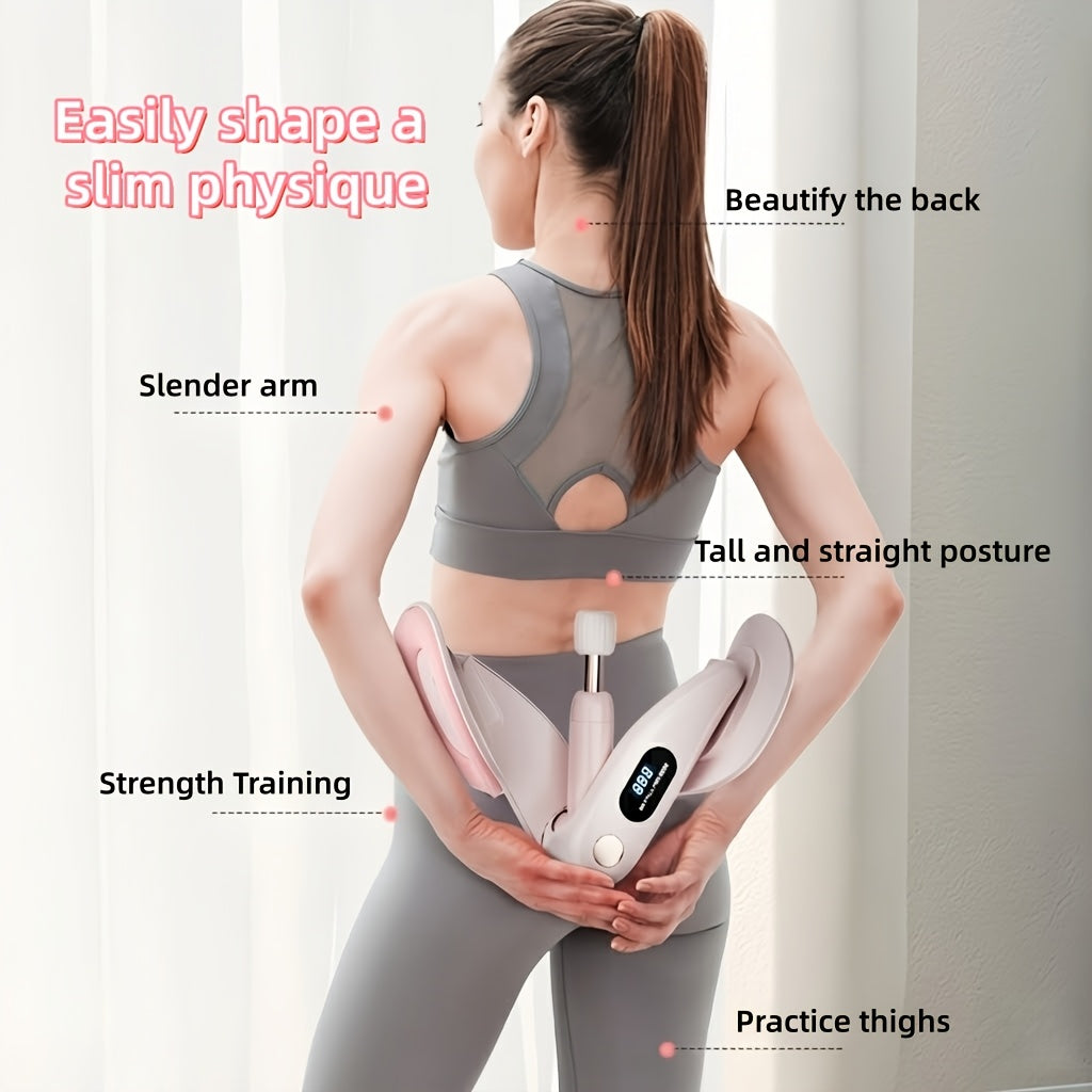 Pelvic Floor Trainer Hip & Thigh Toner with Rep Counter – Adjustable Resistance Inner Thigh Glute Exerciser for Women Home Fitness Postpartum Recovery – With Massage Ball & Resistance Bands