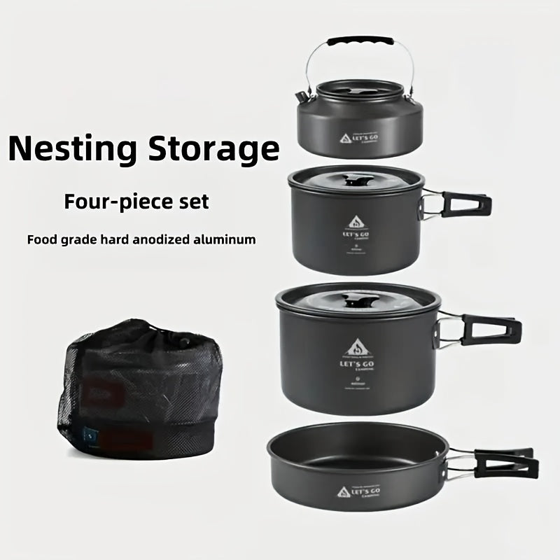 Camping Cookware Set Aluminum Alloy Folding Portable Cooking Kit for 2-3 People with Kettle Stackable Foldable Pots Pans for Outdoor Camping Hiking Backpacking Picnic