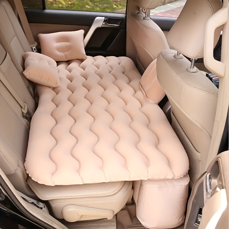 SUV Air Mattress Inflatable Car Bed Portable Camping Travel Flocked Blow Up Mattress for SUV Trunk with Storage Bag Repair Kit Blue Black Beige Gray