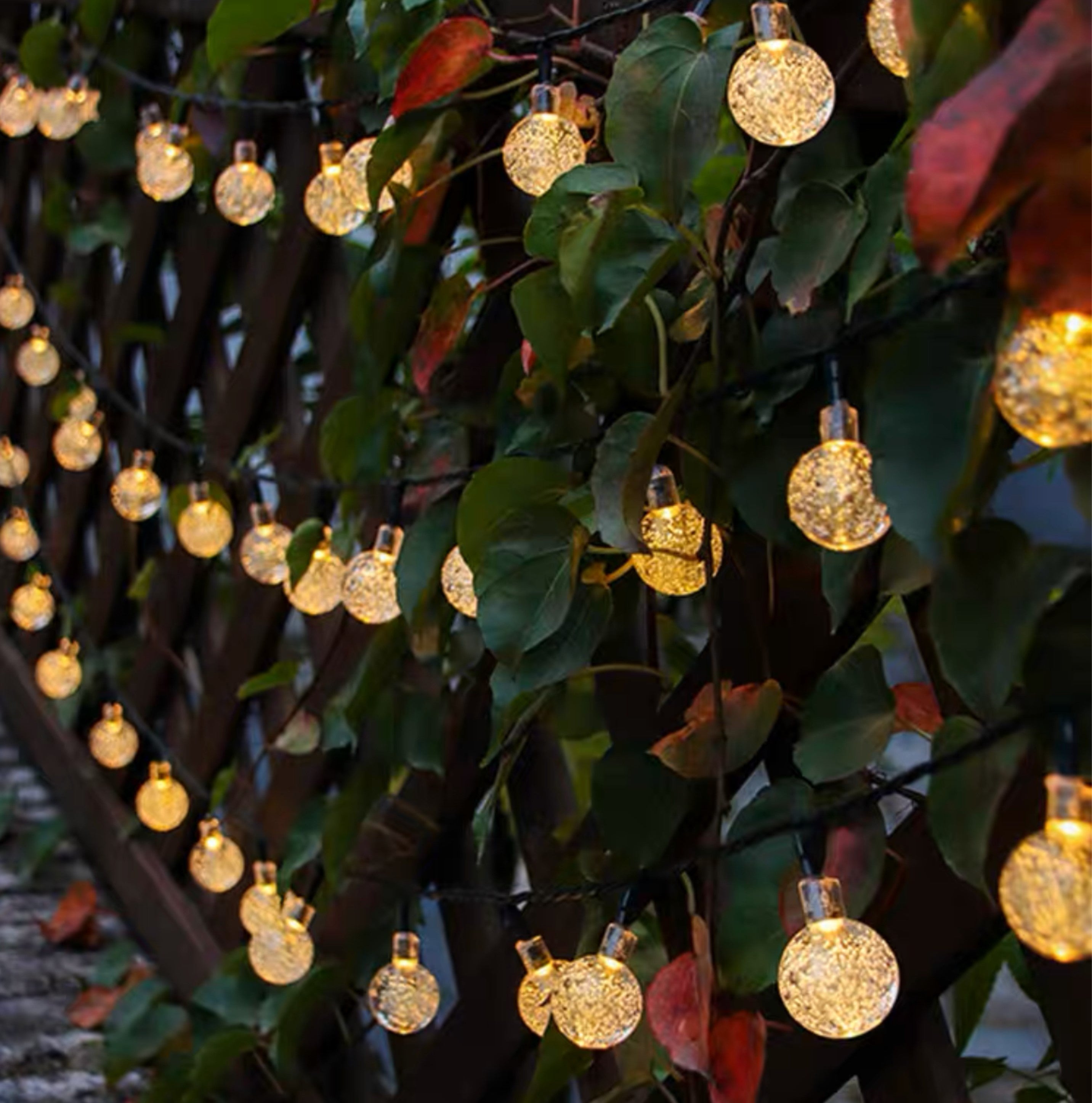 Solar String Lights Outdoor 20/50/100 LED 8 Modes – Solar Ball Globe Lights for Garden Patio Trees Party Christmas Halloween Decorations – Warm White 8-Color White Purple Blue – 16/23/39FT